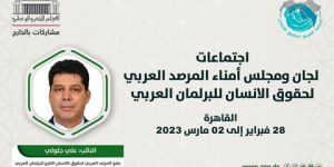 المجلس الشعبي الوطني يشارك في اجتماعات أمناء المرصد العربي لحقوق الإنسان للبرلمان العربي