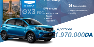 سيارة جيلي “Gx3 pro” ابتداء من سعر 197 مليون سنتيم