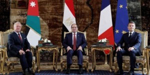 القمة الثلاثية تنطلق بالقاهرة.. وماكرون والسيسي يرفضان التهجير