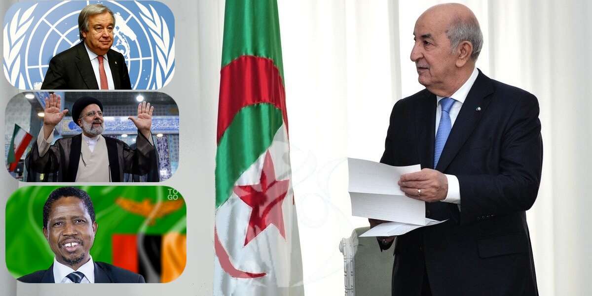 تبون يهنئ رئيسي وغوتيريش ويعزي في وفاة الرئيس السابق لزامبيا