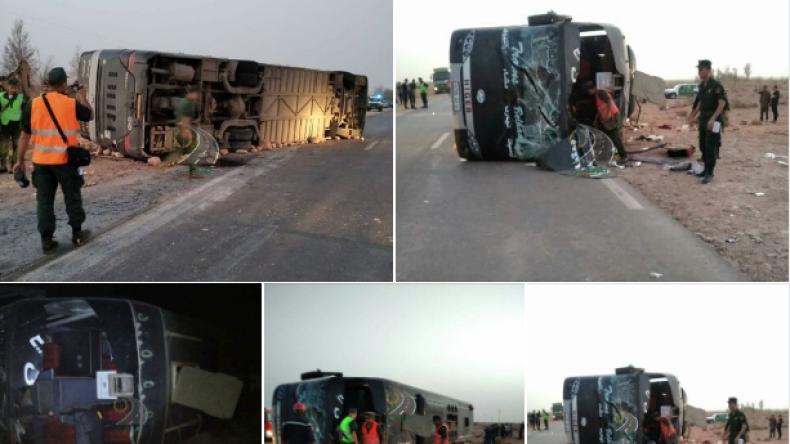 النعامة: وفاة 10 أشخاص وإصابة 42 اخرين في حادث انقلاب حافلة