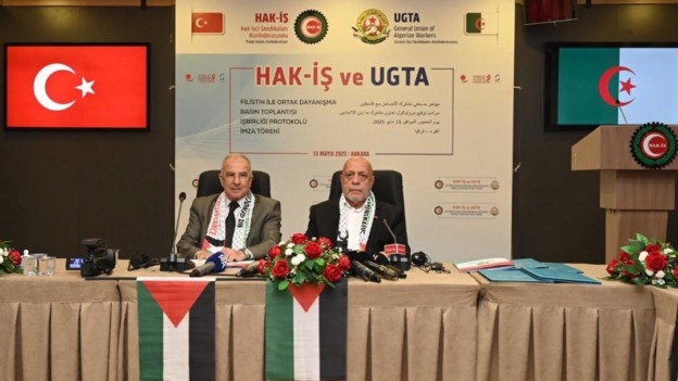 إصدار بيان مشترك من الاتحاد العام للعمال الجزائريين والكونفدرالية التركية HAK-İŞ دعمًا لفلسطين