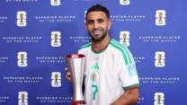 صورة معبرة عن رياض محرز: أنا سعيد جدا بأول هدفين لي في كأس العالم